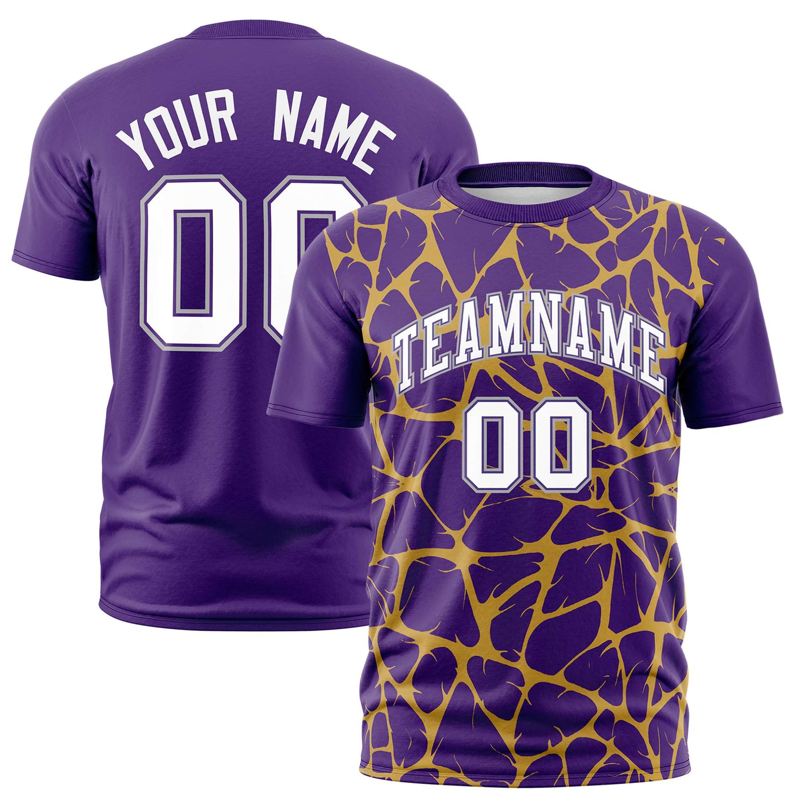 Custom Purple Gold-01 3D Pattern Design Abstract Network Performance T-Shirt