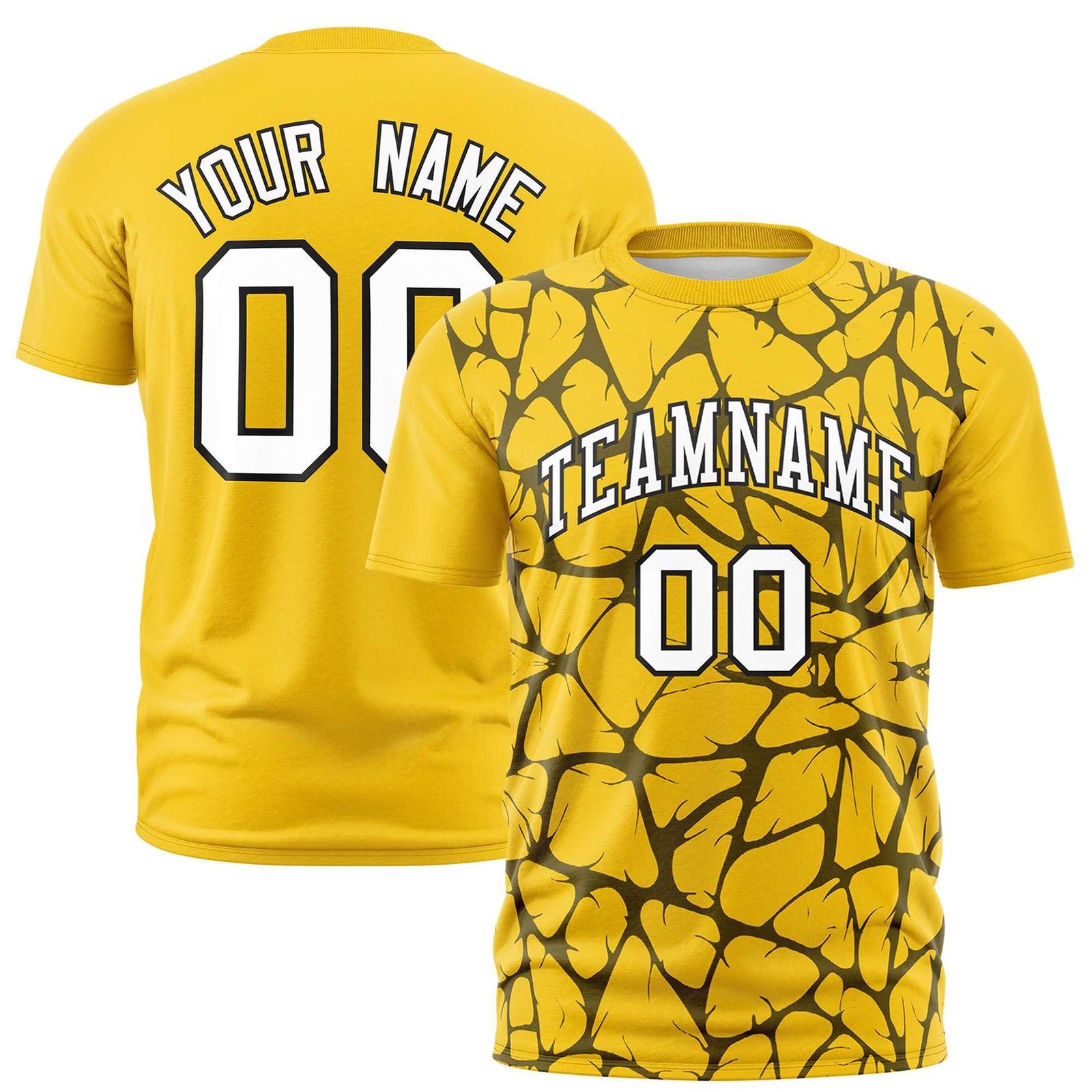 Custom Gold-01 Black 3D Pattern Design Abstract Network Performance T-Shirt