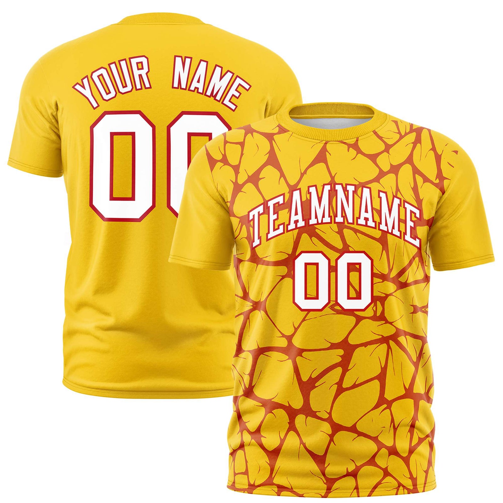 Custom Gold-01 Red 3D Pattern Design Abstract Network Performance T-Shirt