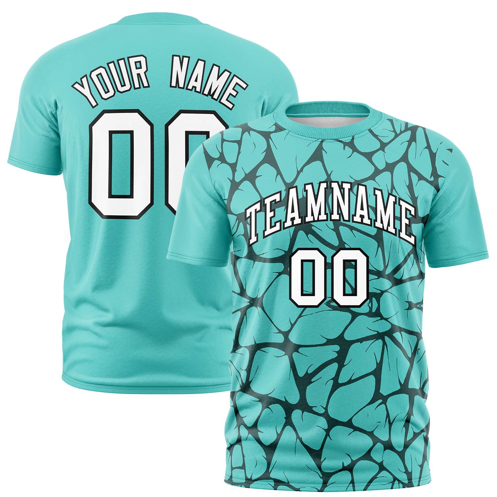 Custom Bringht Green Black 3D Pattern Design Abstract Network Performance T-Shirt