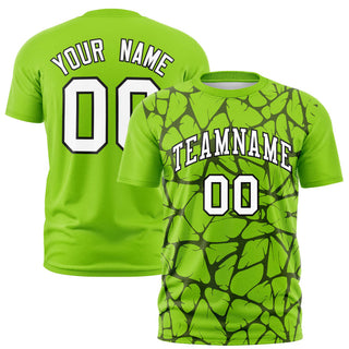 Custom Neon Green Black 3D Pattern Design Abstract Network Performance T-Shirt - Style 1