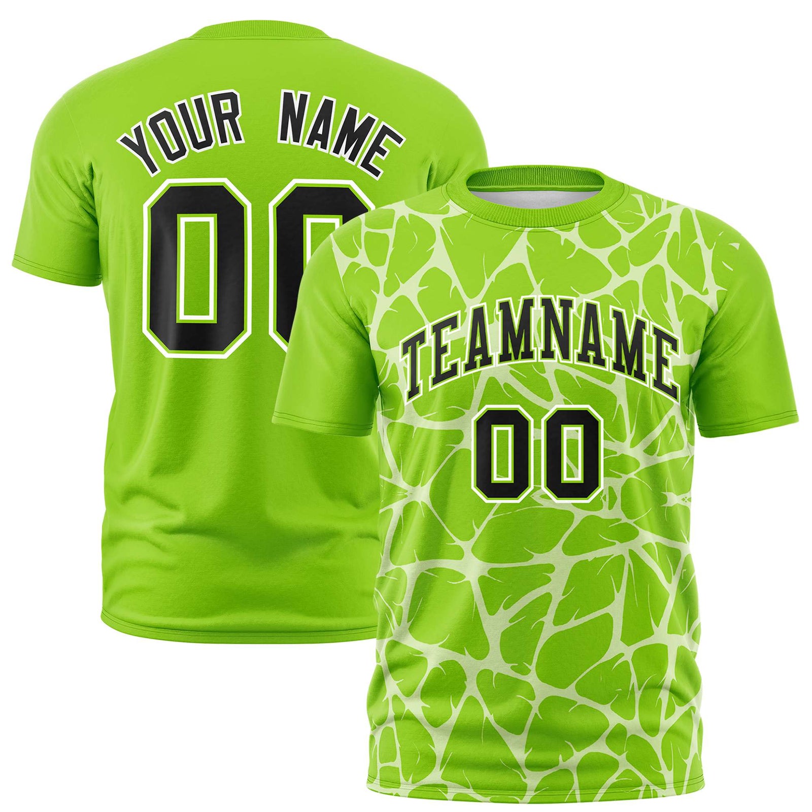 Custom Neon Green White 3D Pattern Design Abstract Network Performance T-Shirt