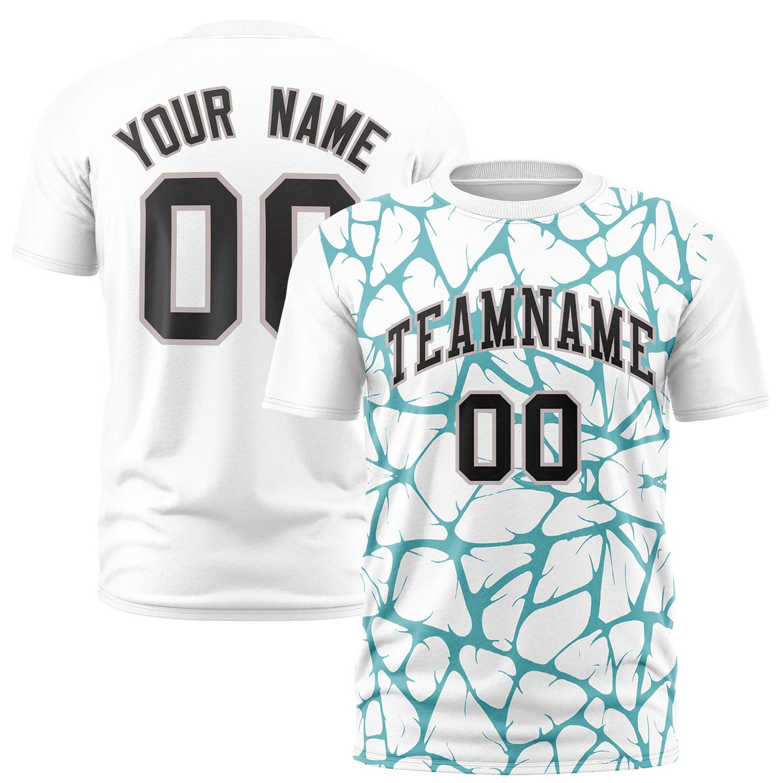 Custom White Aqua 3D Pattern Design Abstract Network Performance T-Shirt
