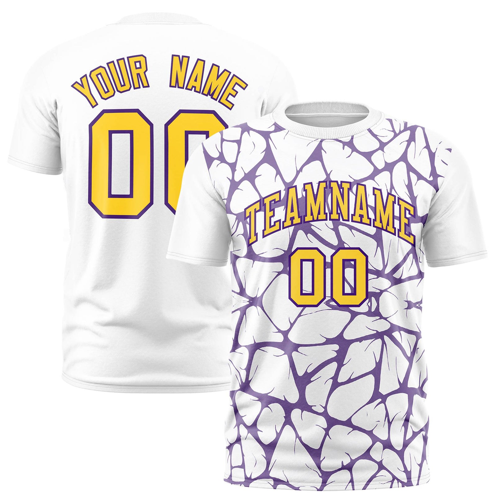 Custom White Purple 3D Pattern Design Abstract Network Performance T-Shirt