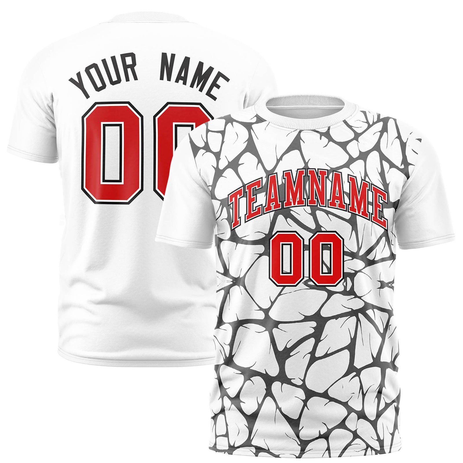 Custom White Black 3D Pattern Design Abstract Network Performance T-Shirt