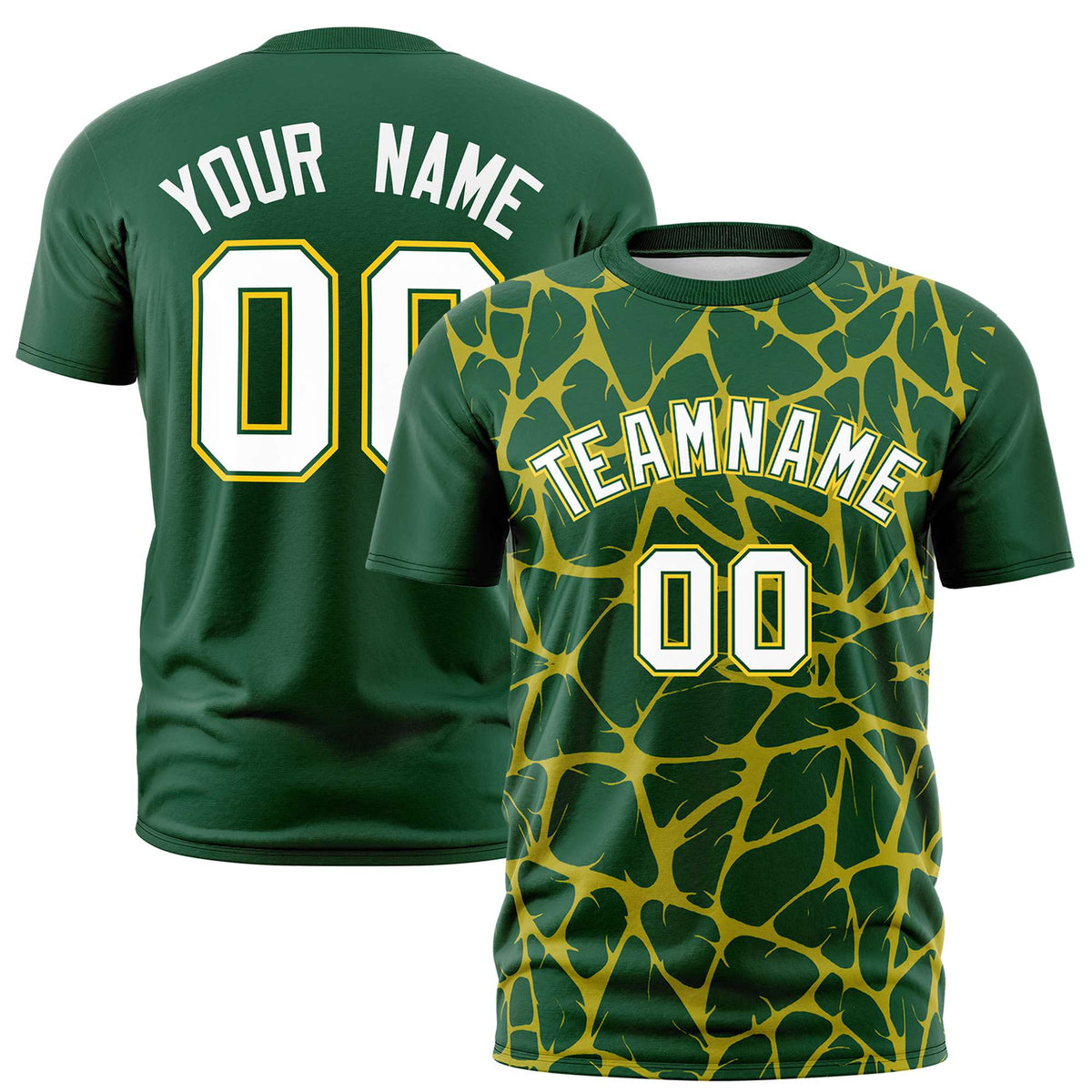 Custom Green Old Gold 3D Pattern Design Abstract Network Performance T-Shirt