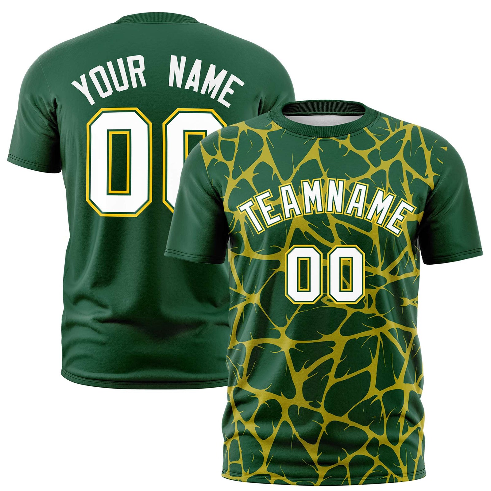 Custom Green Old Gold 3D Pattern Design Abstract Network Performance T-Shirt