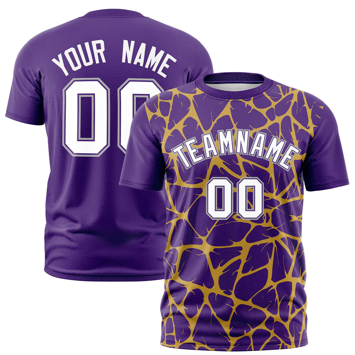 Custom Purple Gold-01 3D Pattern Design Abstract Network Performance T-Shirt