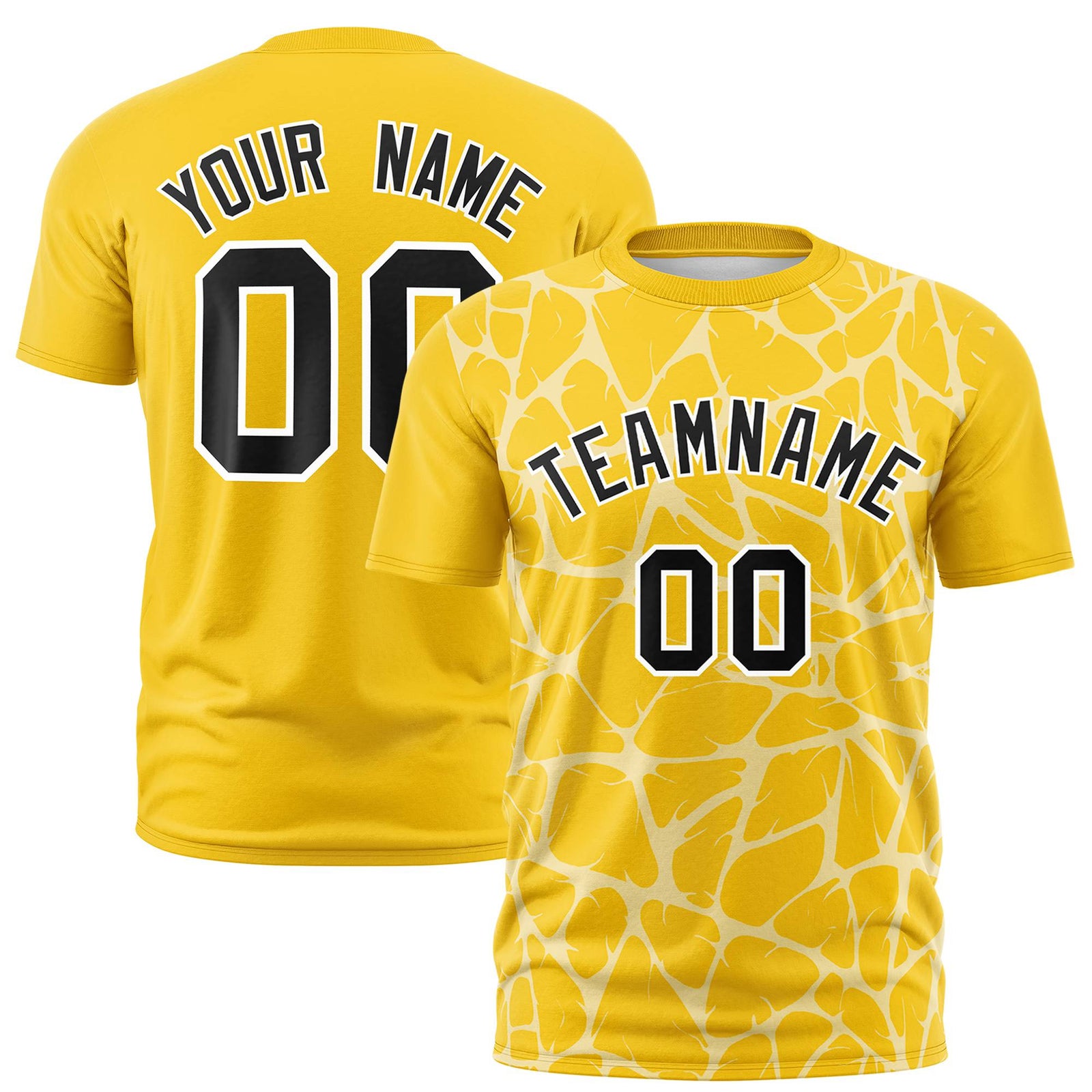 Custom Gold-01 White 3D Pattern Design Abstract Network Performance T-Shirt