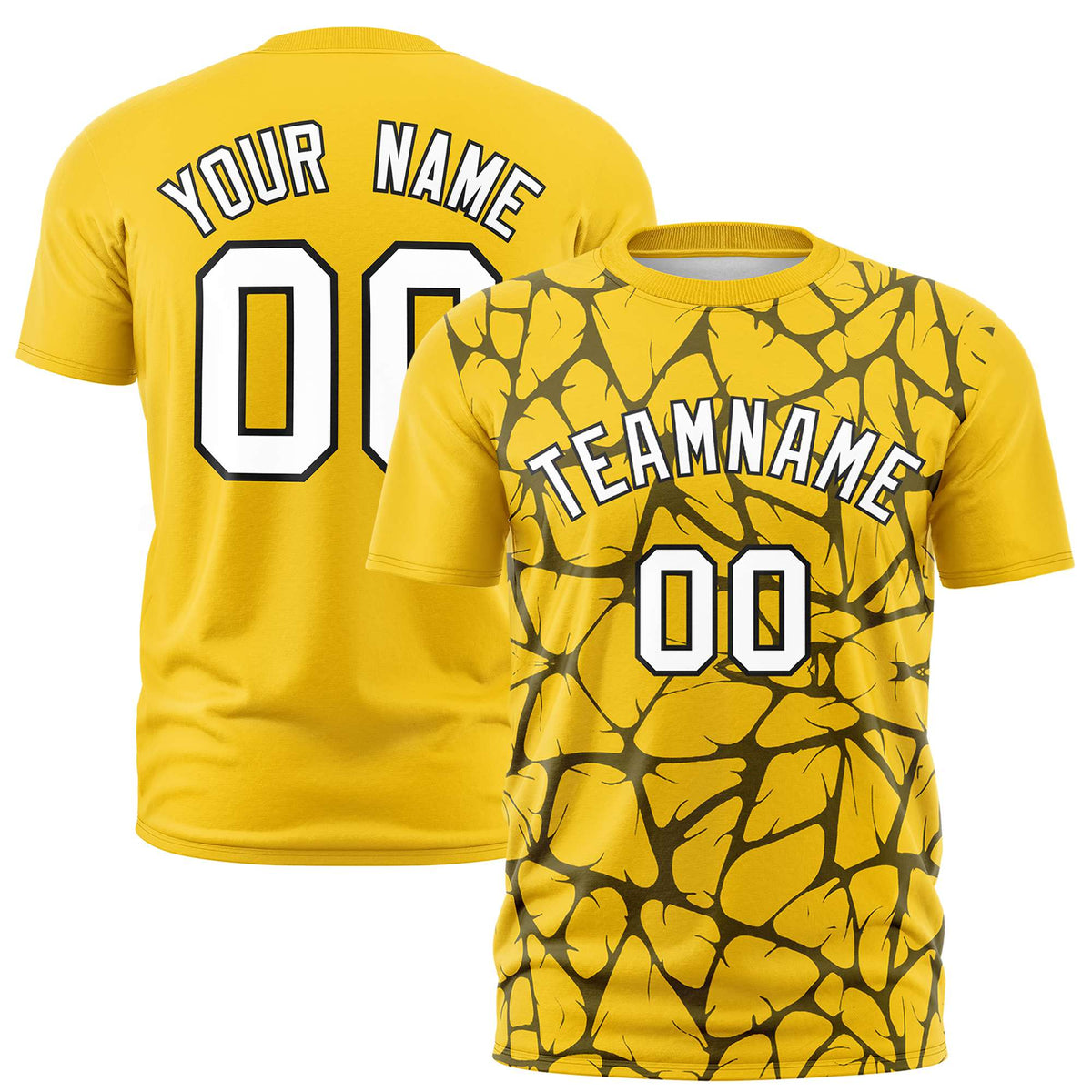 Custom Gold-01 Black 3D Pattern Design Abstract Network Performance T-Shirt