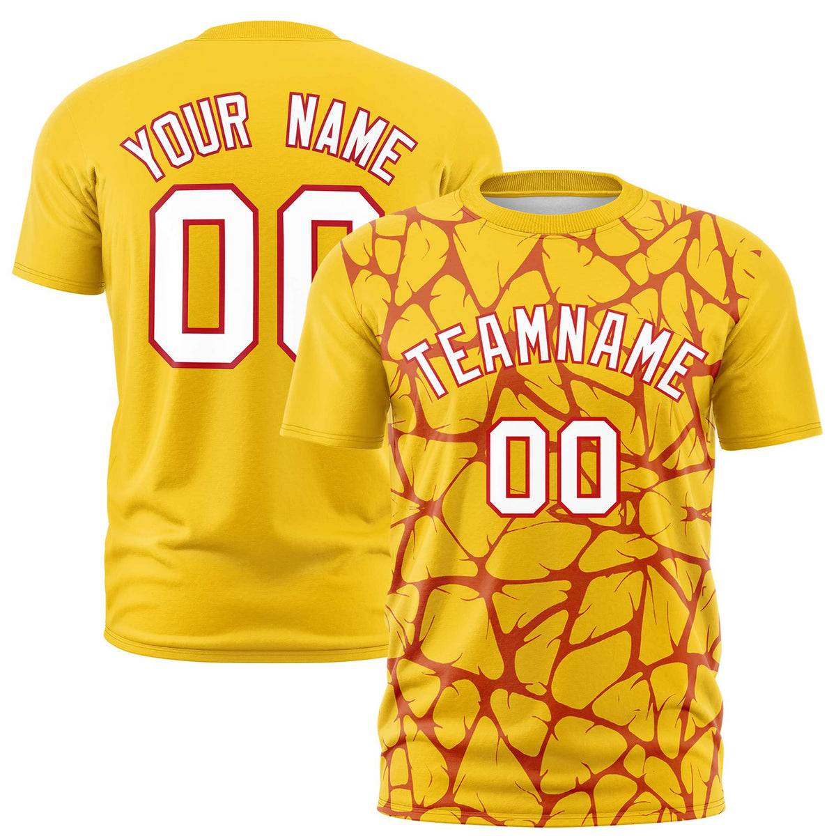 Custom Gold-01 Red 3D Pattern Design Abstract Network Performance T-Shirt