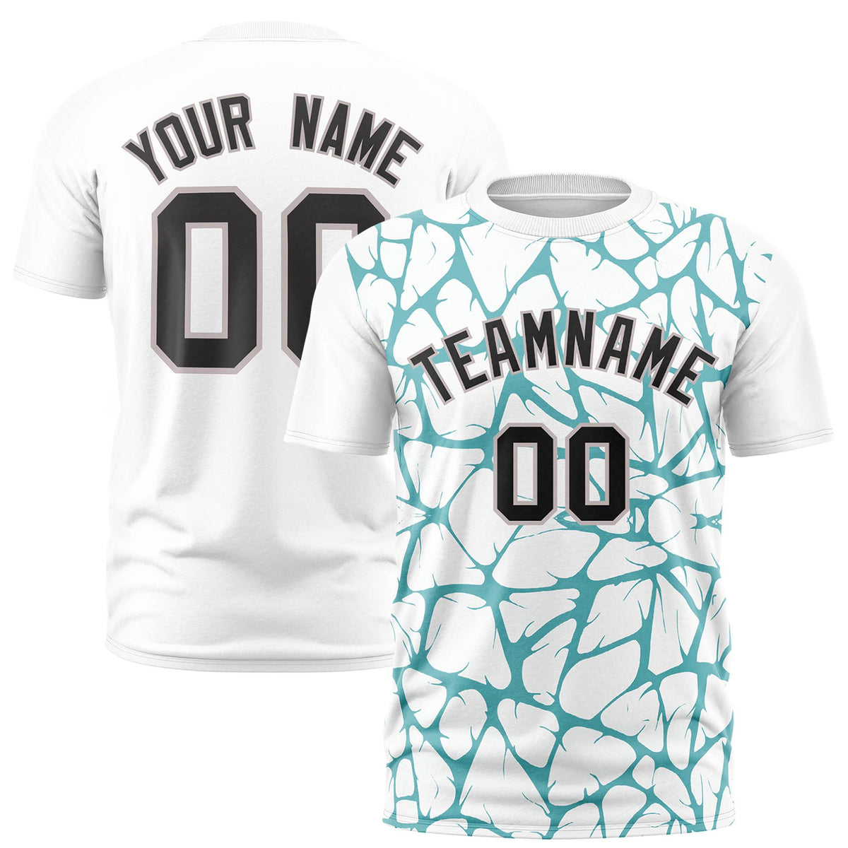 Custom White Aqua 3D Pattern Design Abstract Network Performance T-Shirt