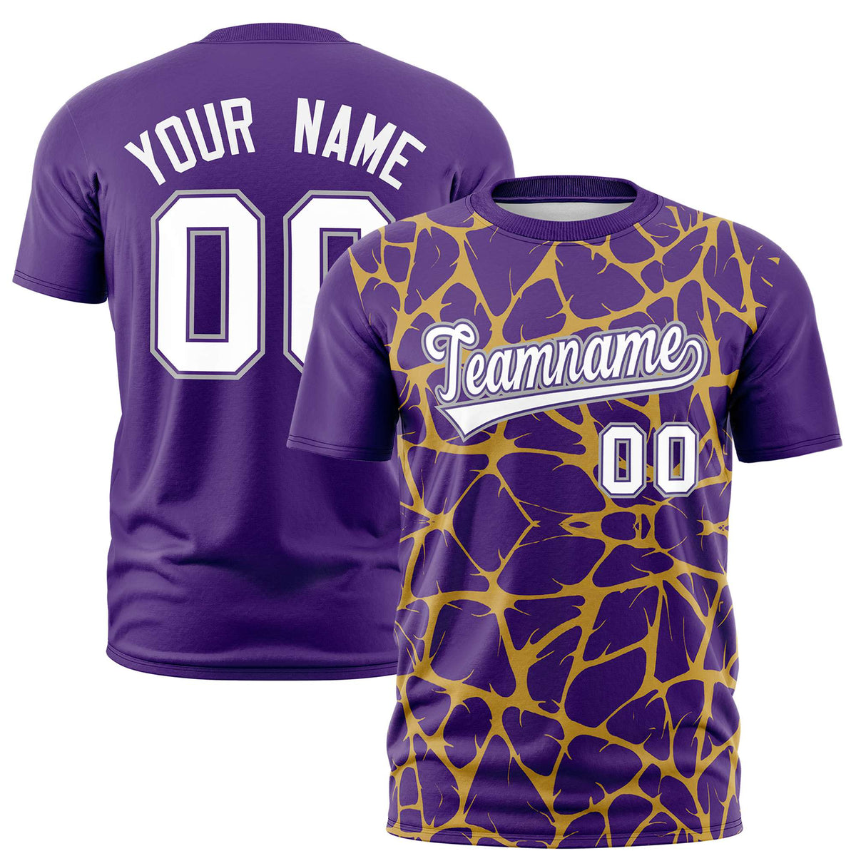 Custom Purple Gold-01 3D Pattern Design Abstract Network Performance T-Shirt