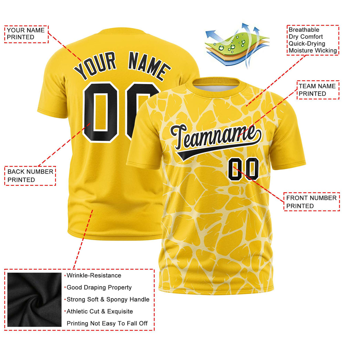 Custom Gold-01 White 3D Pattern Design Abstract Network Performance T-Shirt