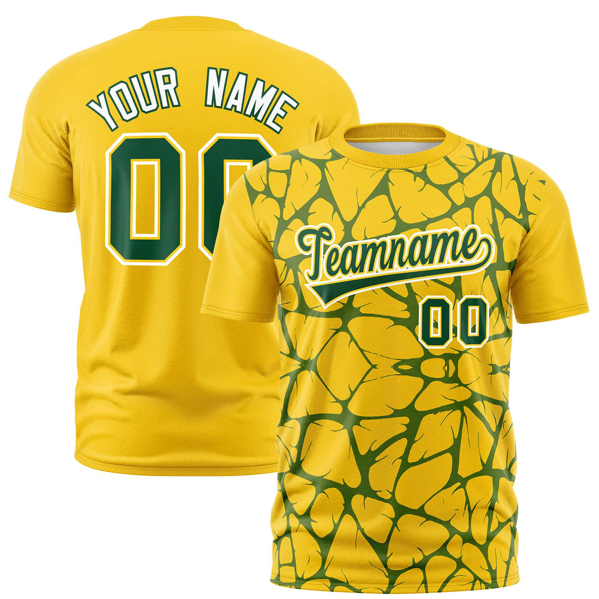 Custom Gold-01 Green 3D Pattern Design Abstract Network Performance T-Shirt