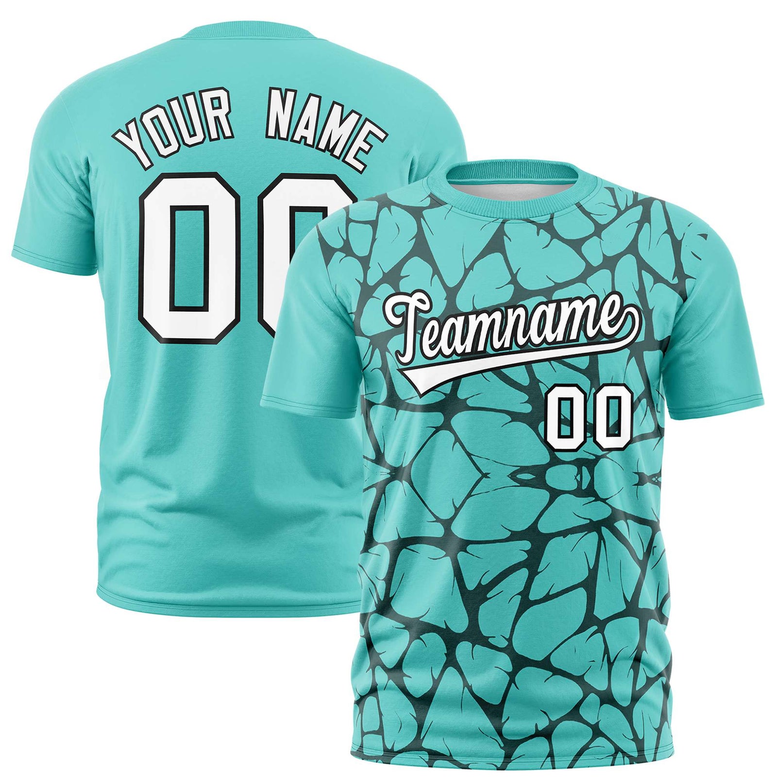 Custom Bringht Green Black 3D Pattern Design Abstract Network Performance T-Shirt