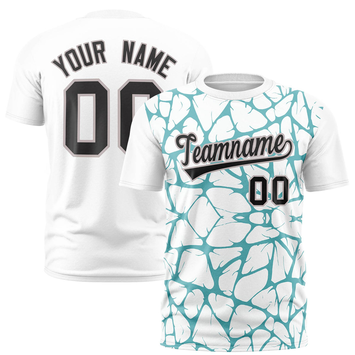 Custom White Aqua 3D Pattern Design Abstract Network Performance T-Shirt