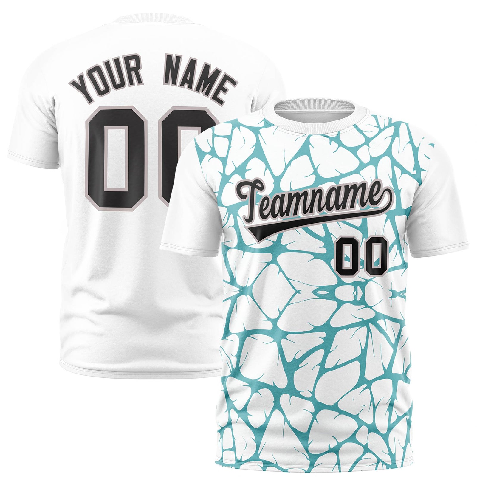 Custom White Aqua 3D Pattern Design Abstract Network Performance T-Shirt