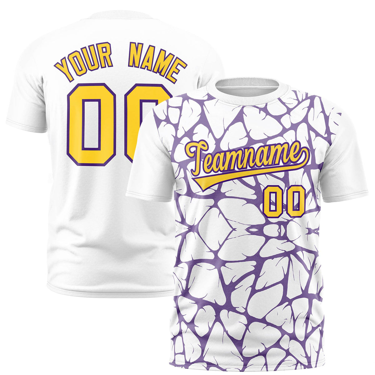 Custom White Purple 3D Pattern Design Abstract Network Performance T-Shirt