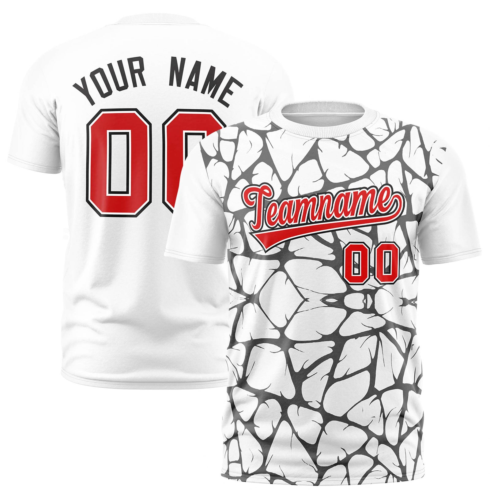 Custom White Black 3D Pattern Design Abstract Network Performance T-Shirt