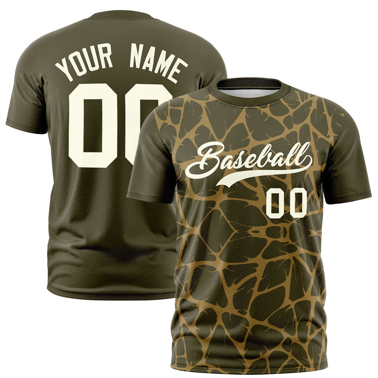 Custom Olive Old Gold 3D Pattern Design Abstract Network Performance T-Shirt