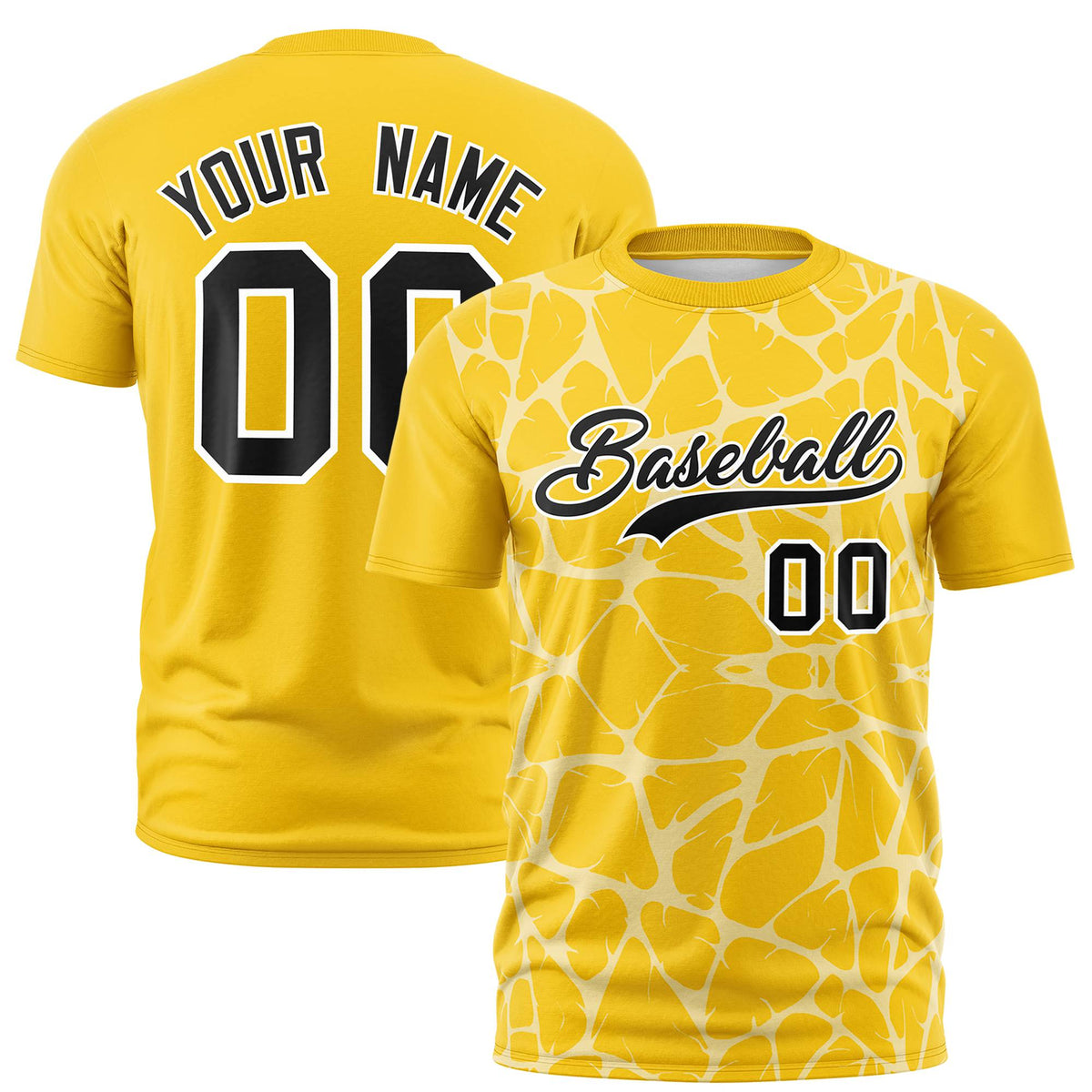 Custom Gold-01 White 3D Pattern Design Abstract Network Performance T-Shirt