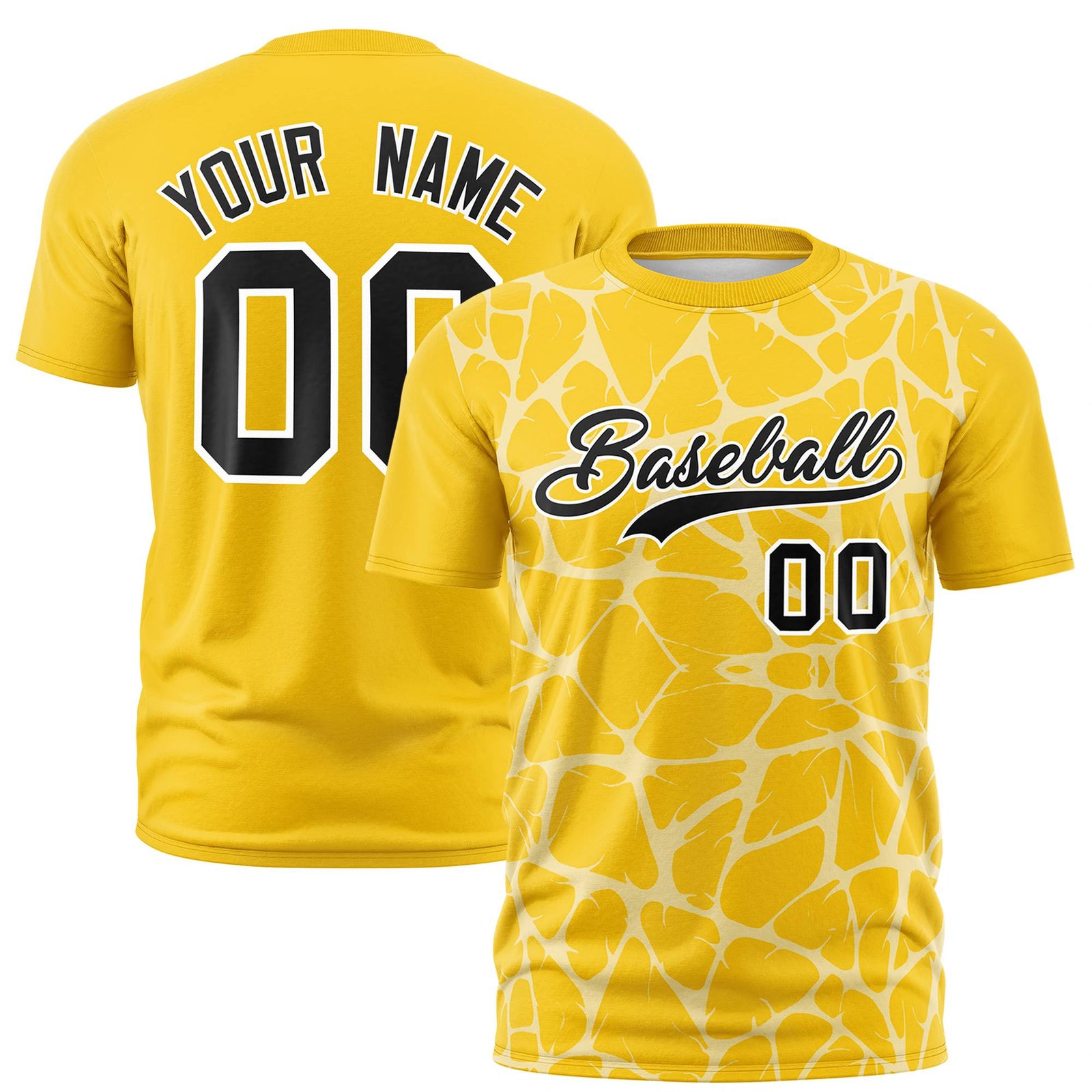 Custom Gold-01 White 3D Pattern Design Abstract Network Performance T-Shirt