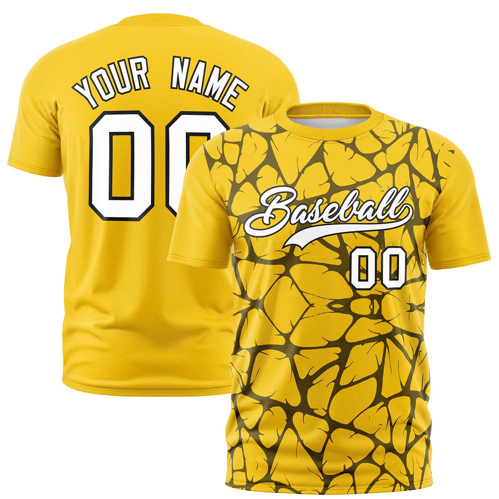 Custom Gold-01 Black 3D Pattern Design Abstract Network Performance T-Shirt