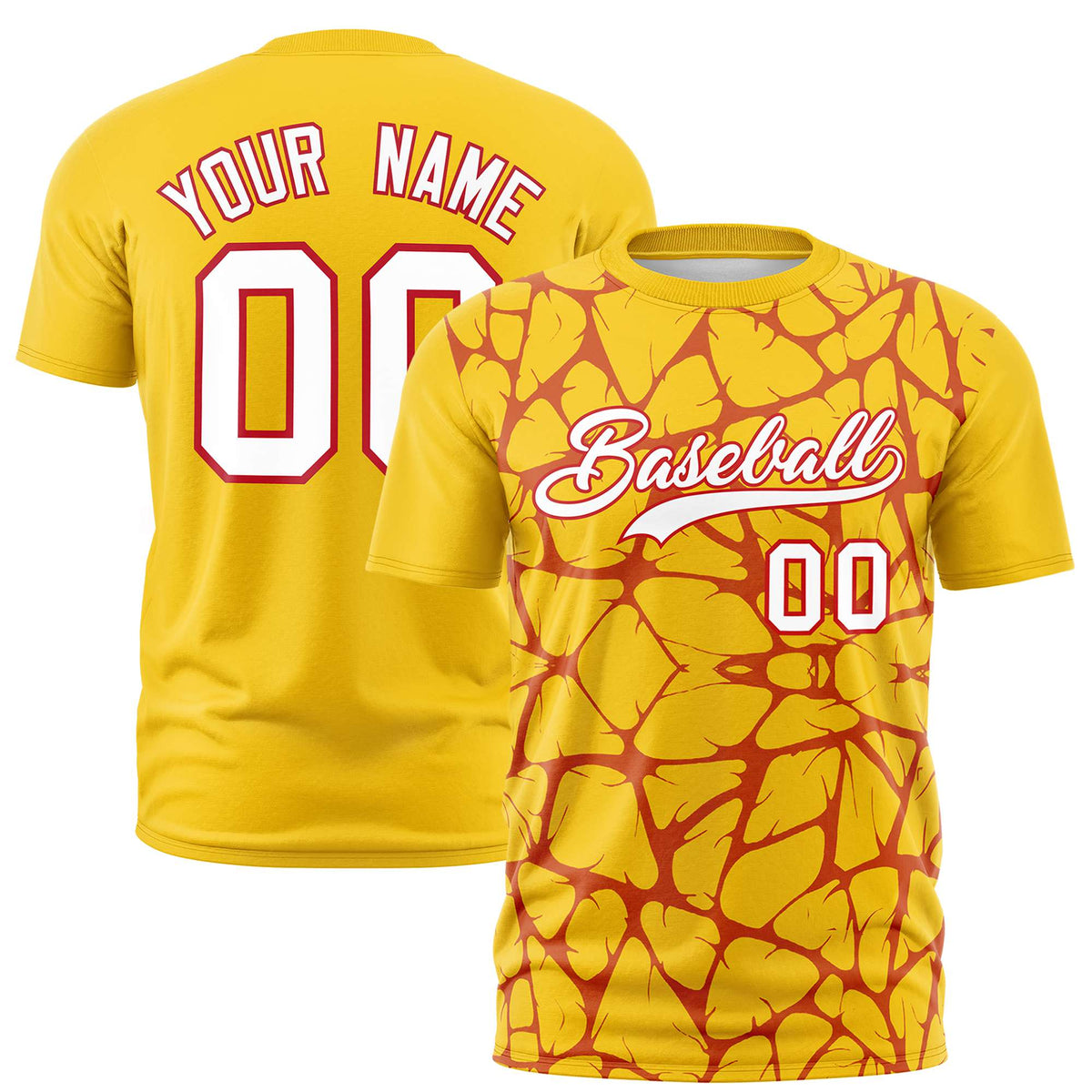 Custom Gold-01 Red 3D Pattern Design Abstract Network Performance T-Shirt