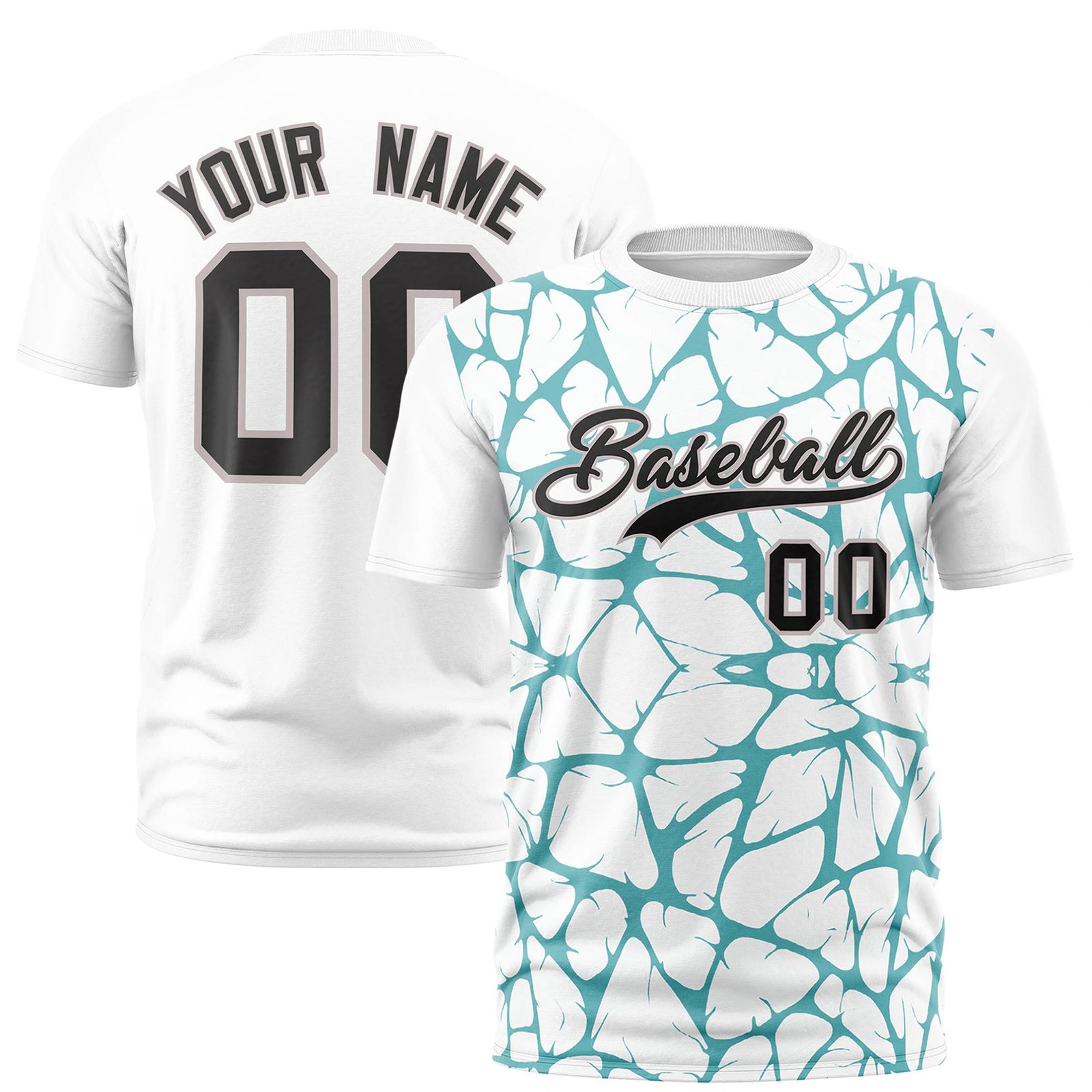 Custom White Aqua 3D Pattern Design Abstract Network Performance T-Shirt