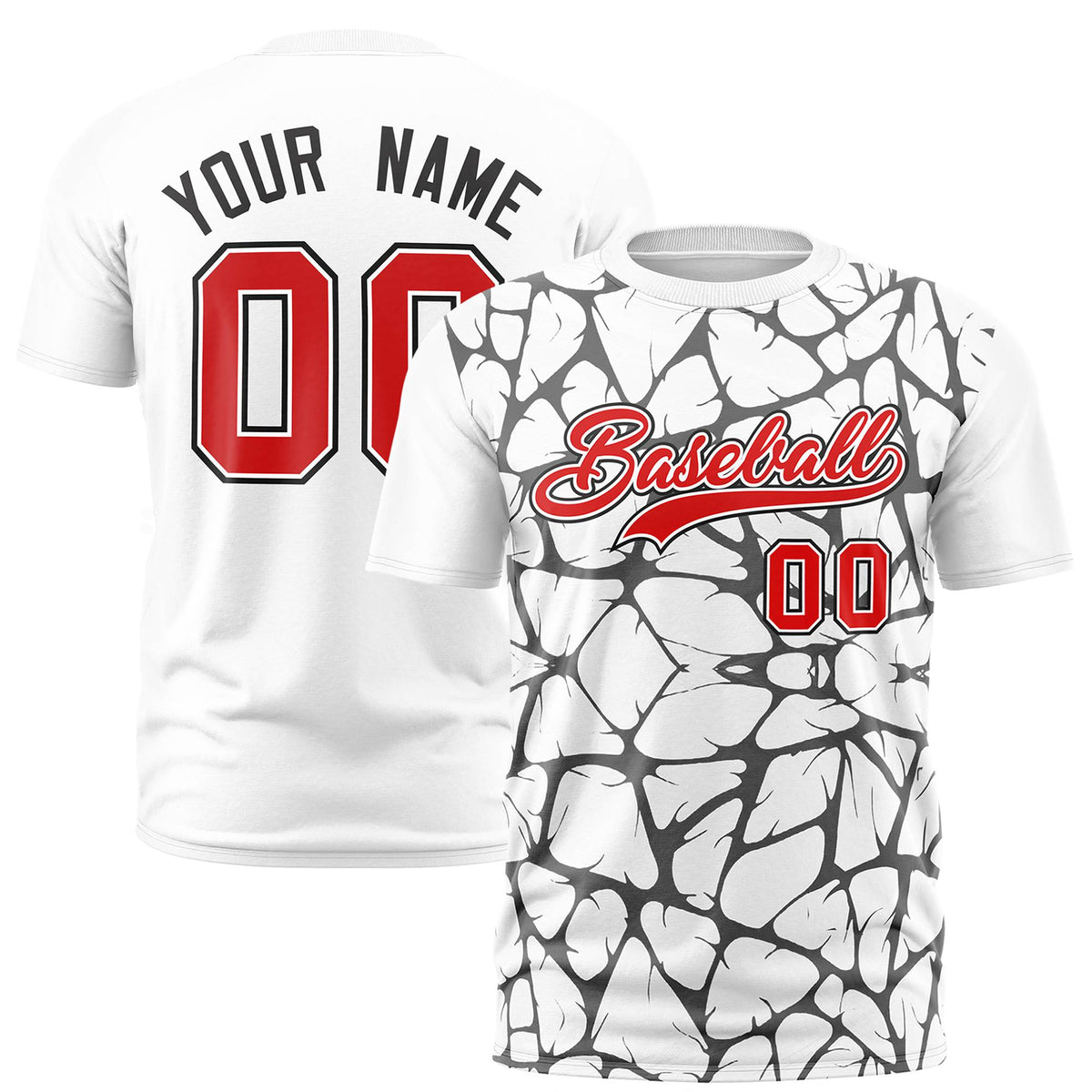 Custom White Black 3D Pattern Design Abstract Network Performance T-Shirt