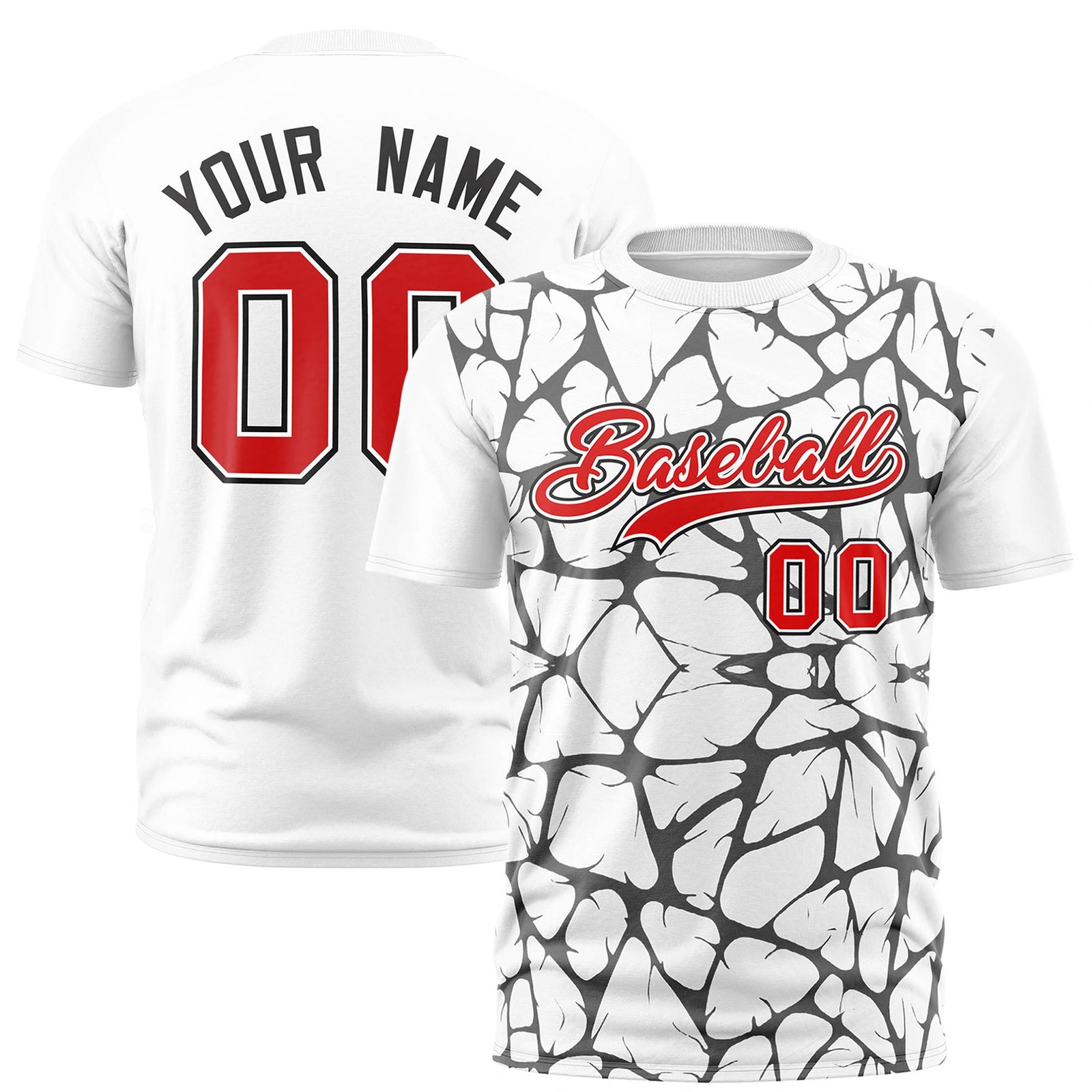 Custom White Black 3D Pattern Design Abstract Network Performance T-Shirt