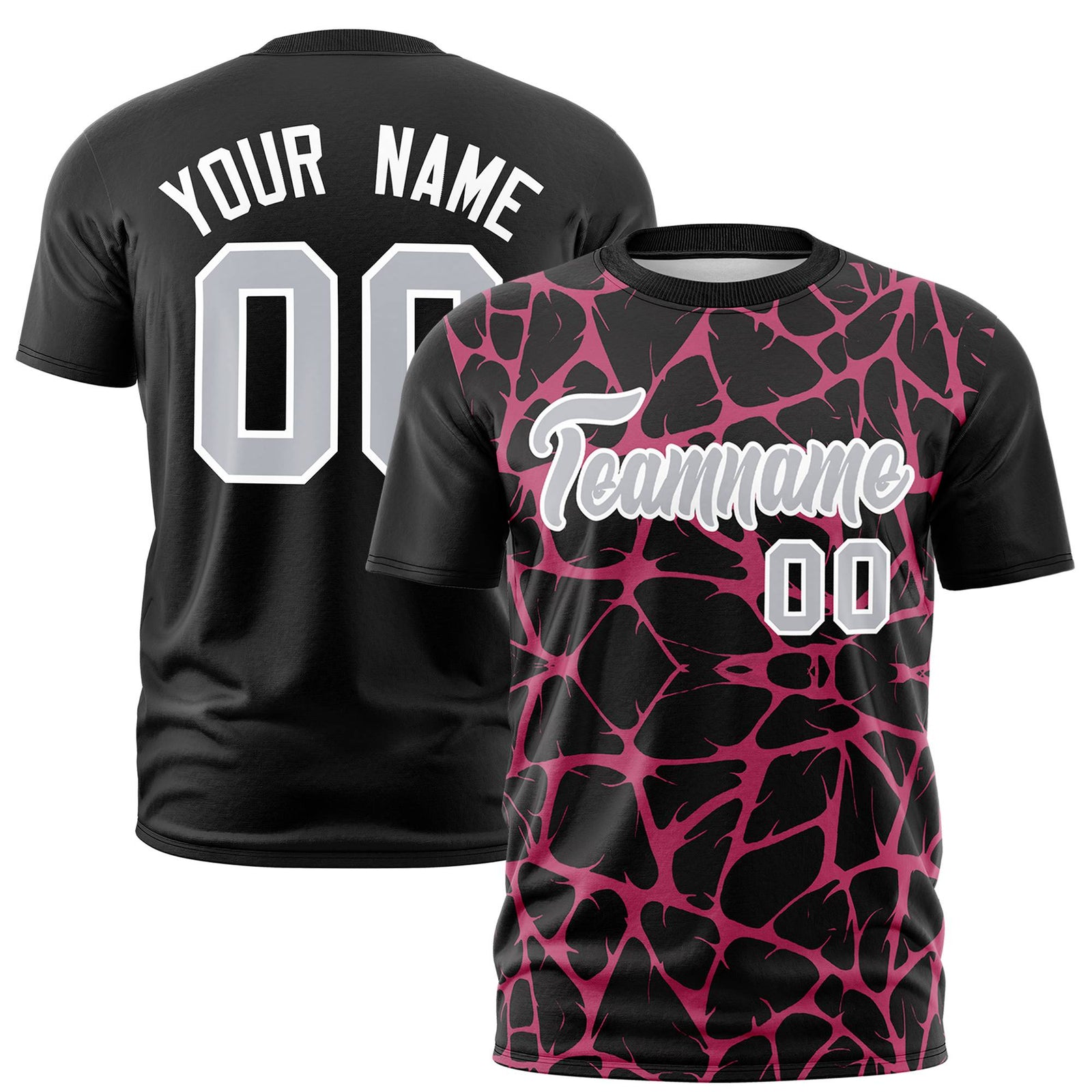 Custom Black Pink 3D Pattern Design Abstract Network Performance T-Shirt