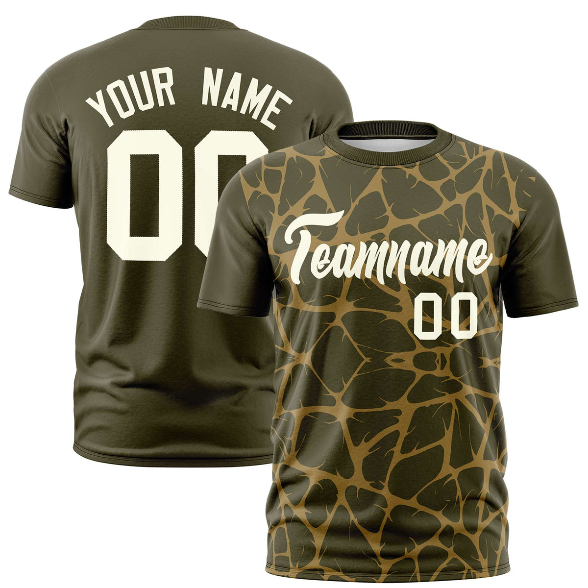 Custom Olive Old Gold 3D Pattern Design Abstract Network Performance T-Shirt