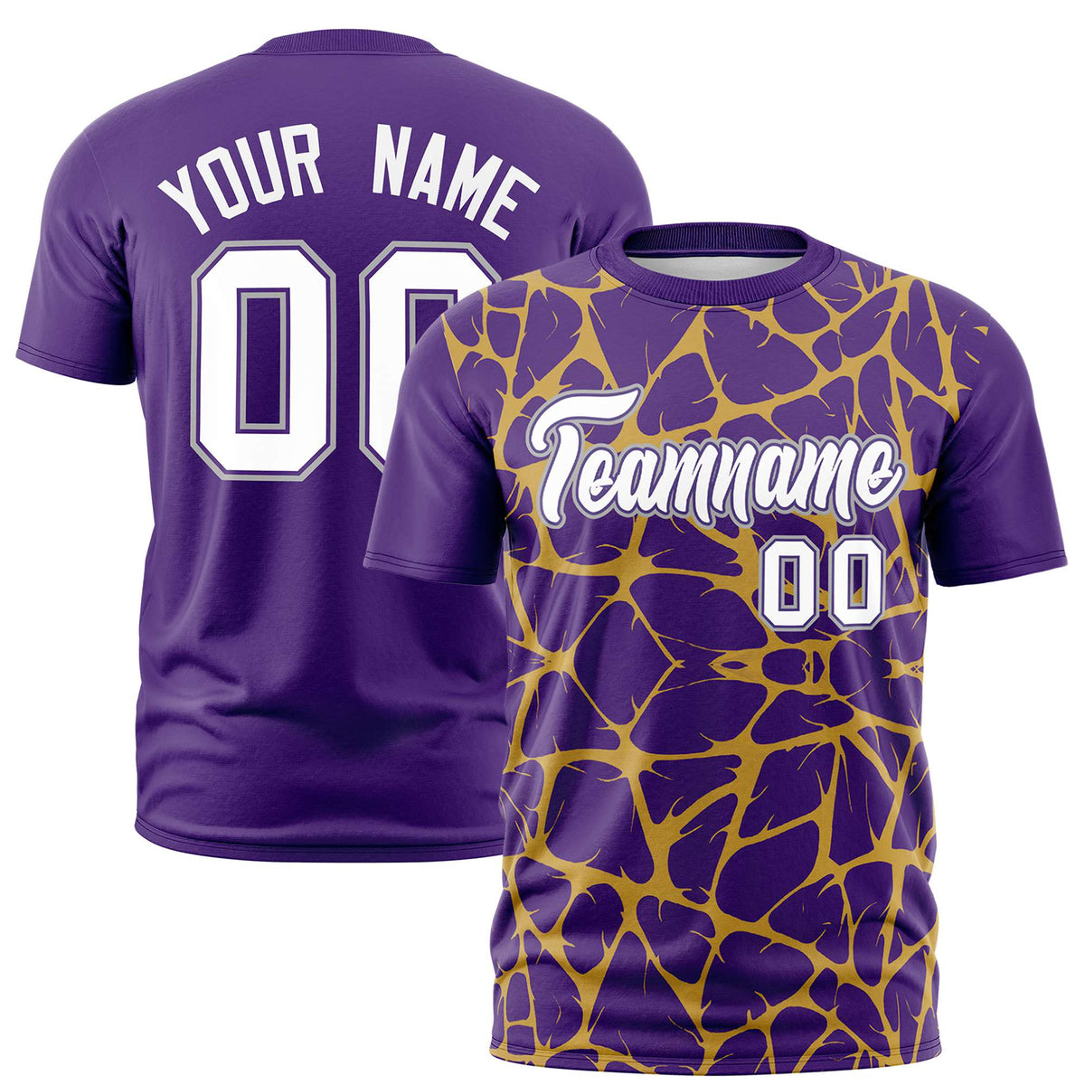 Custom Purple Gold-01 3D Pattern Design Abstract Network Performance T-Shirt