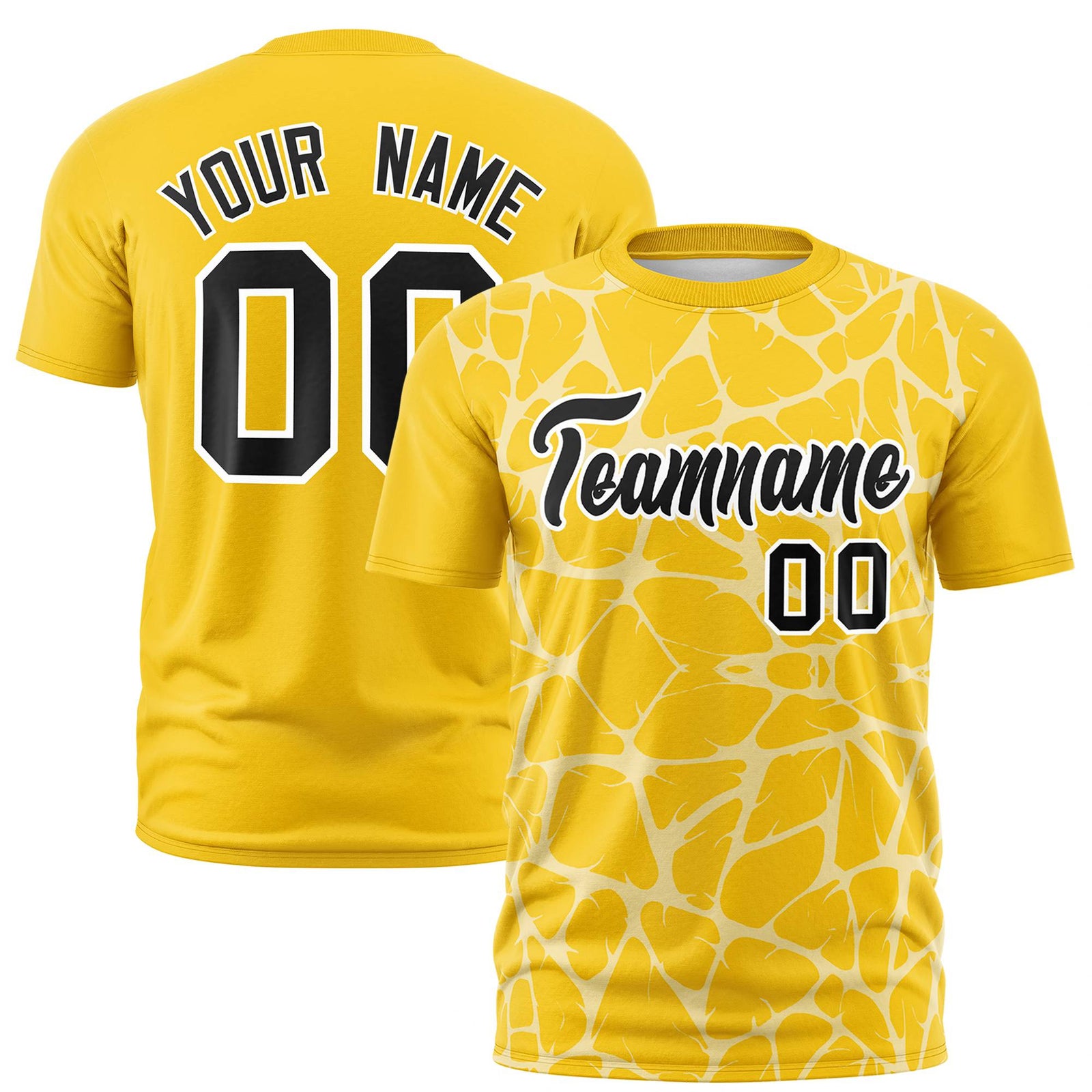 Custom Gold-01 White 3D Pattern Design Abstract Network Performance T-Shirt