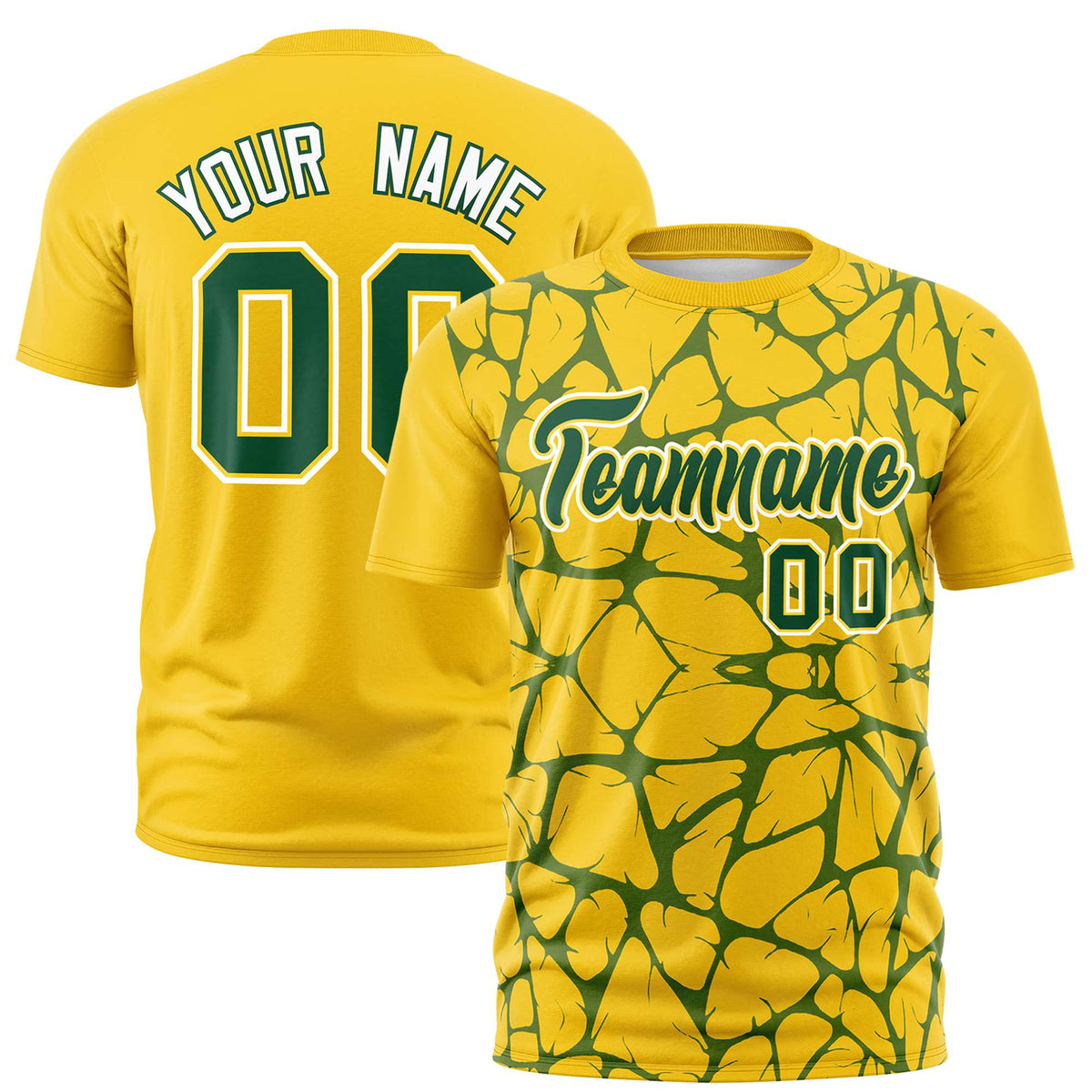 Custom Gold-01 Green 3D Pattern Design Abstract Network Performance T-Shirt