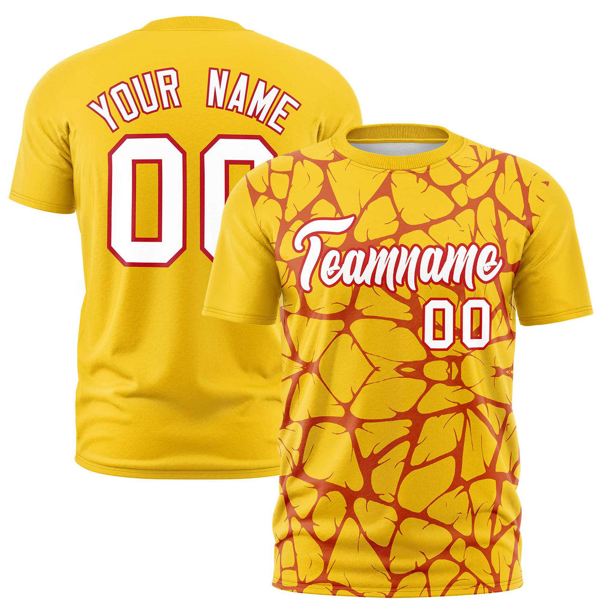 Custom Gold-01 Red 3D Pattern Design Abstract Network Performance T-Shirt