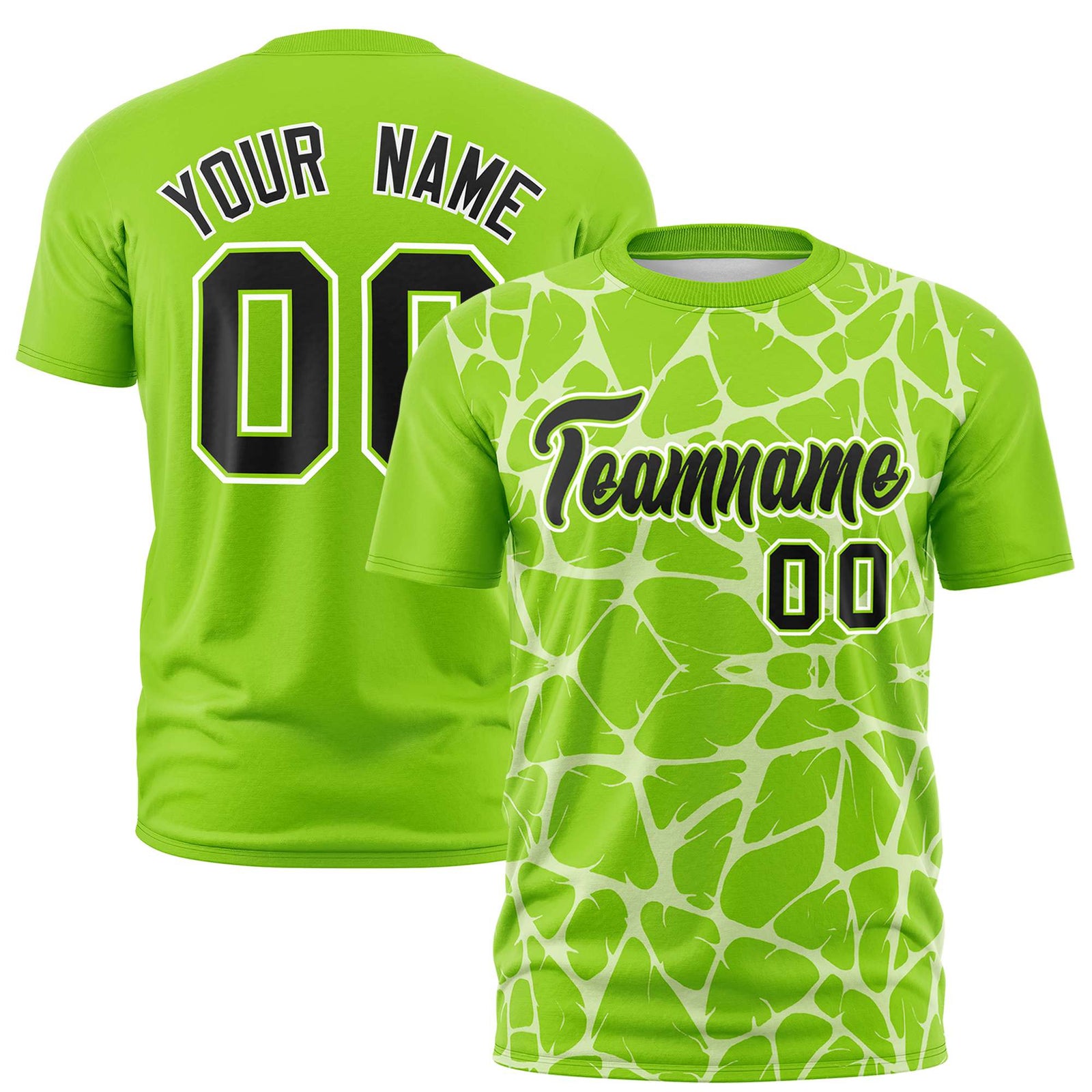 Custom Neon Green White 3D Pattern Design Abstract Network Performance T-Shirt
