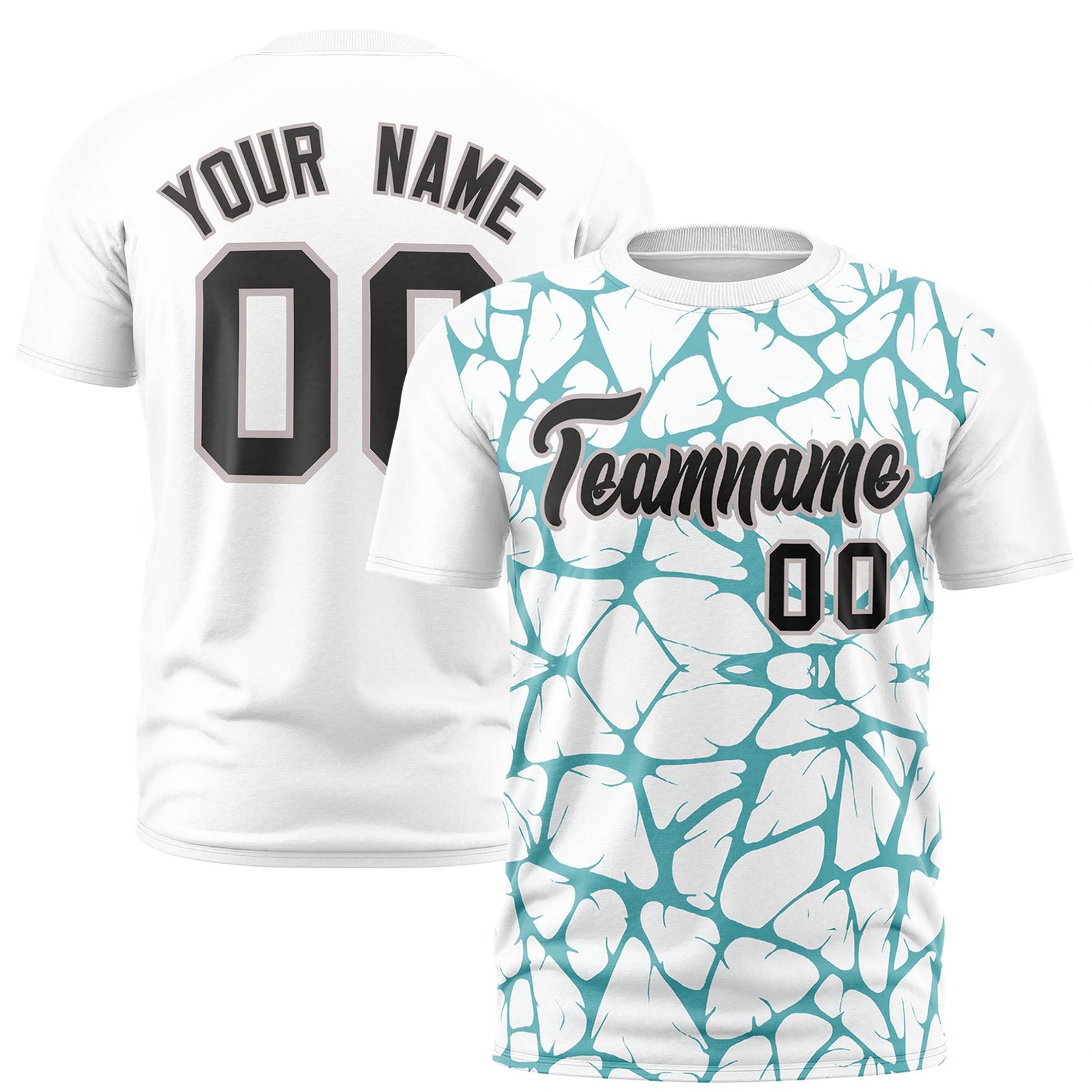 Custom White Aqua 3D Pattern Design Abstract Network Performance T-Shirt