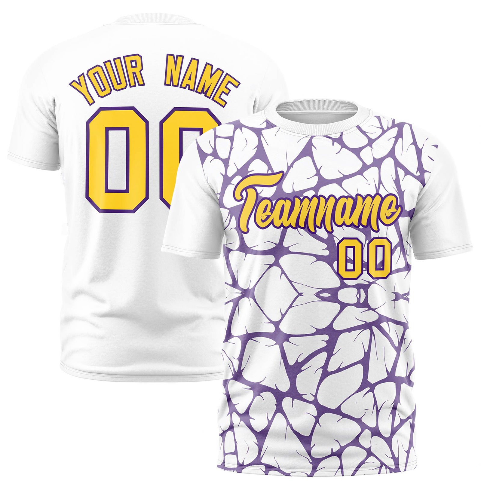 Custom White Purple 3D Pattern Design Abstract Network Performance T-Shirt