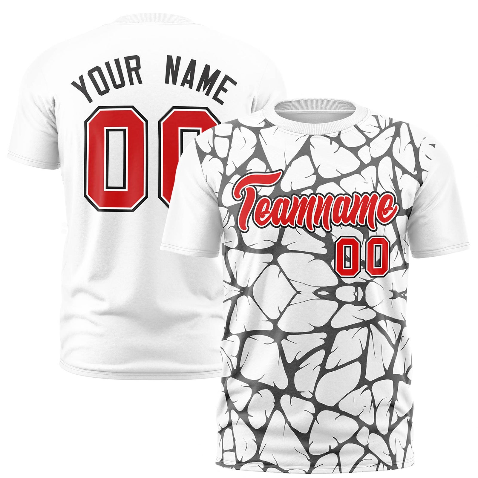 Custom White Black 3D Pattern Design Abstract Network Performance T-Shirt