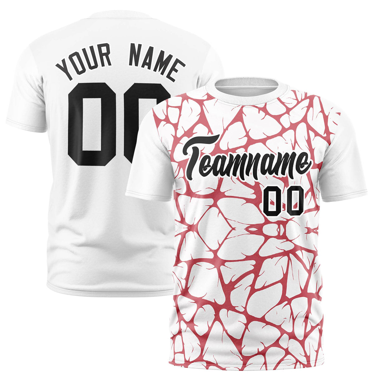 Custom White Red 3D Pattern Design Abstract Network Performance T-Shirt