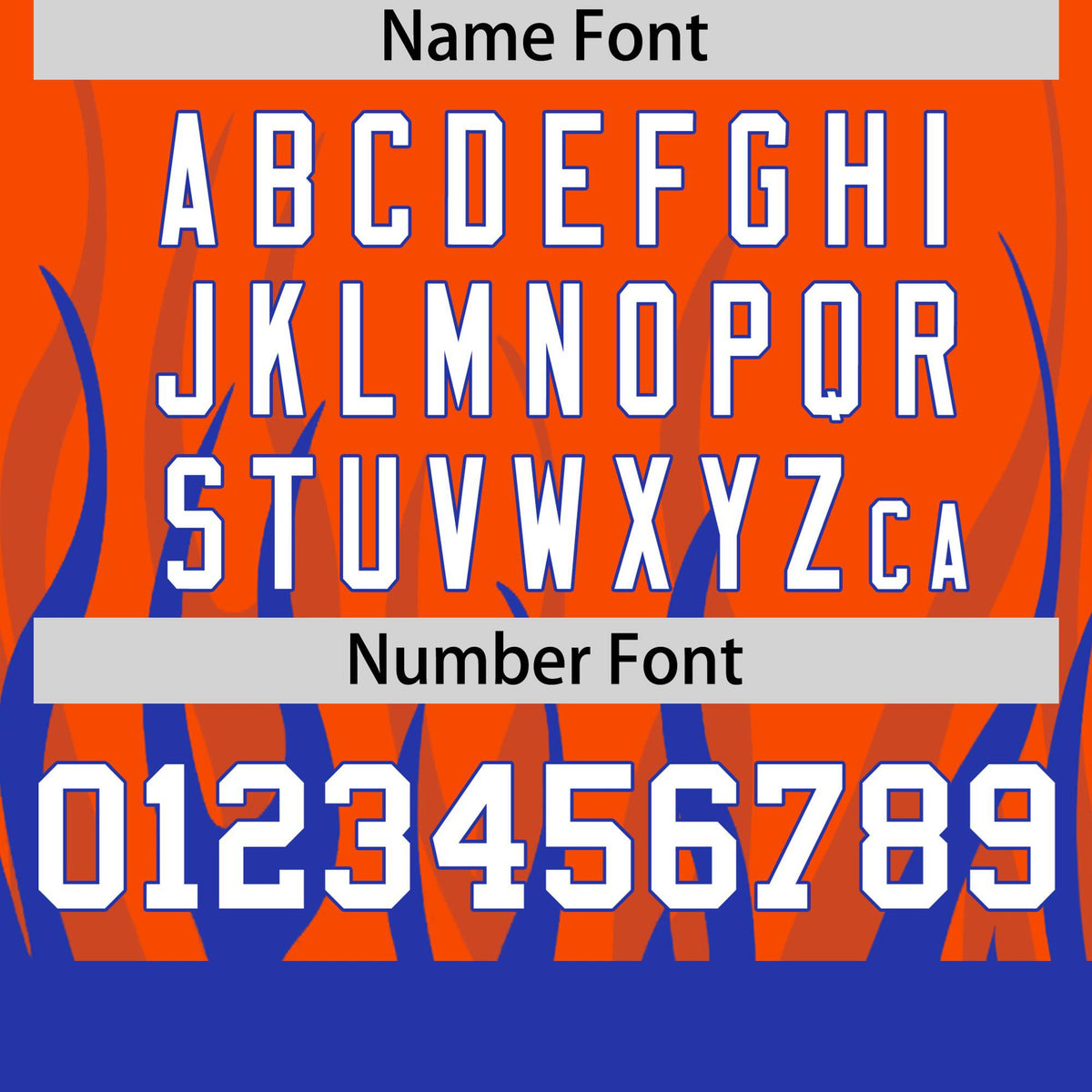 Custom Orange Royal Blue 3D Pattern Design Flame Performance T-Shirt