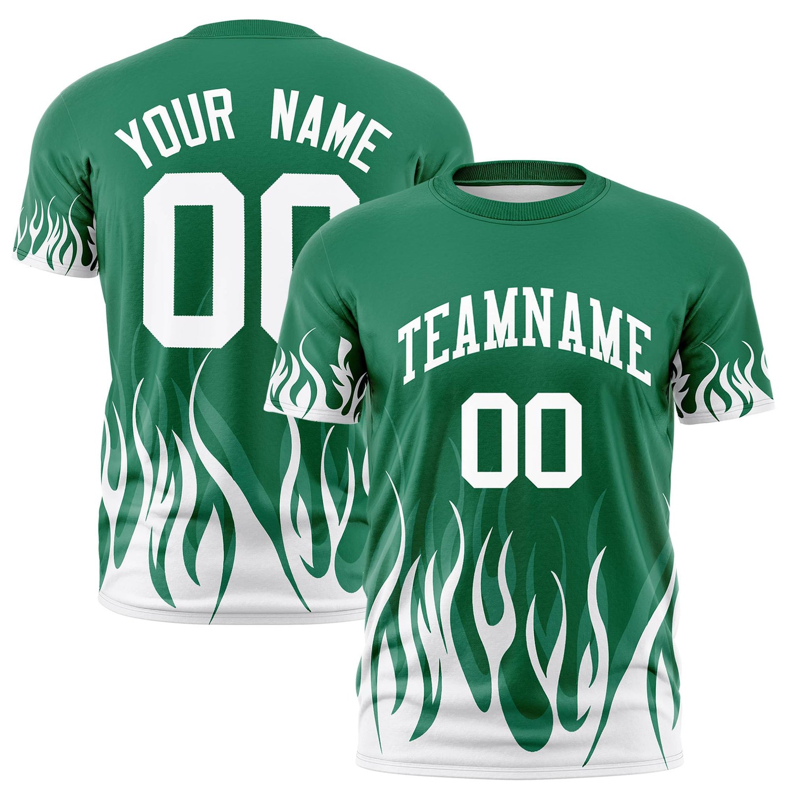 Custom Teal White 3D Pattern Design Flame Performance T-Shirt