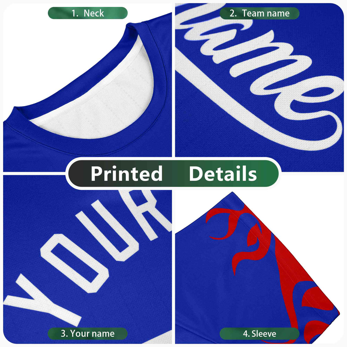 Custom Royal Blue Red 3D Pattern Design Flame Performance T-Shirt