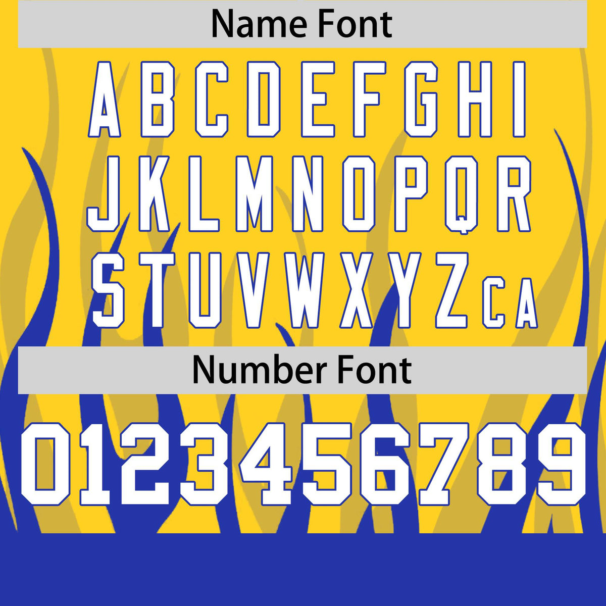 Custom Gold-01 Royal Blue 3D Pattern Design Flame Performance T-Shirt