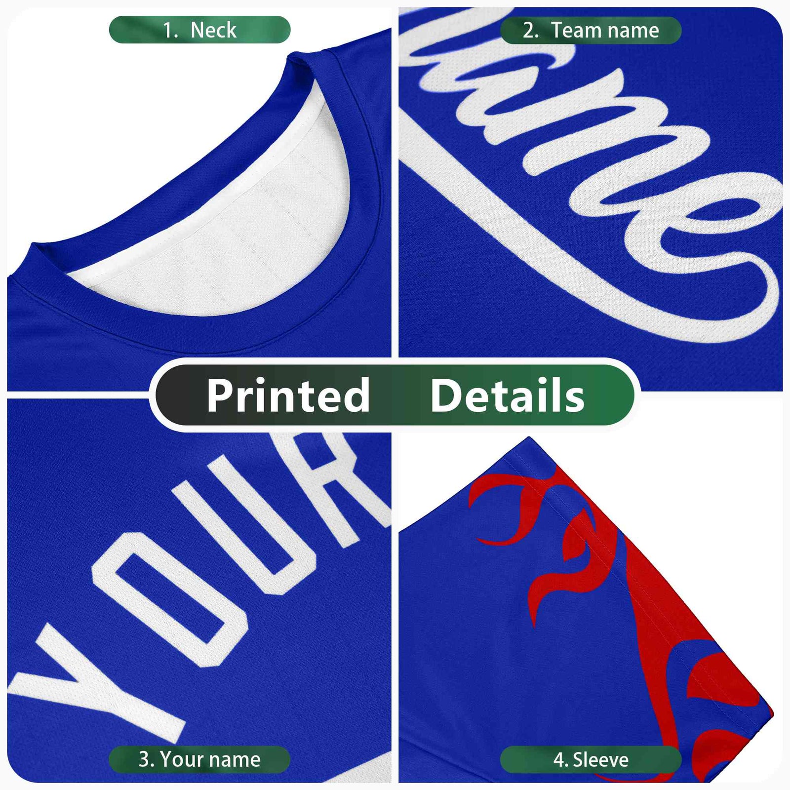 Custom Royal Blue Red 3D Pattern Design Flame Performance T-Shirt