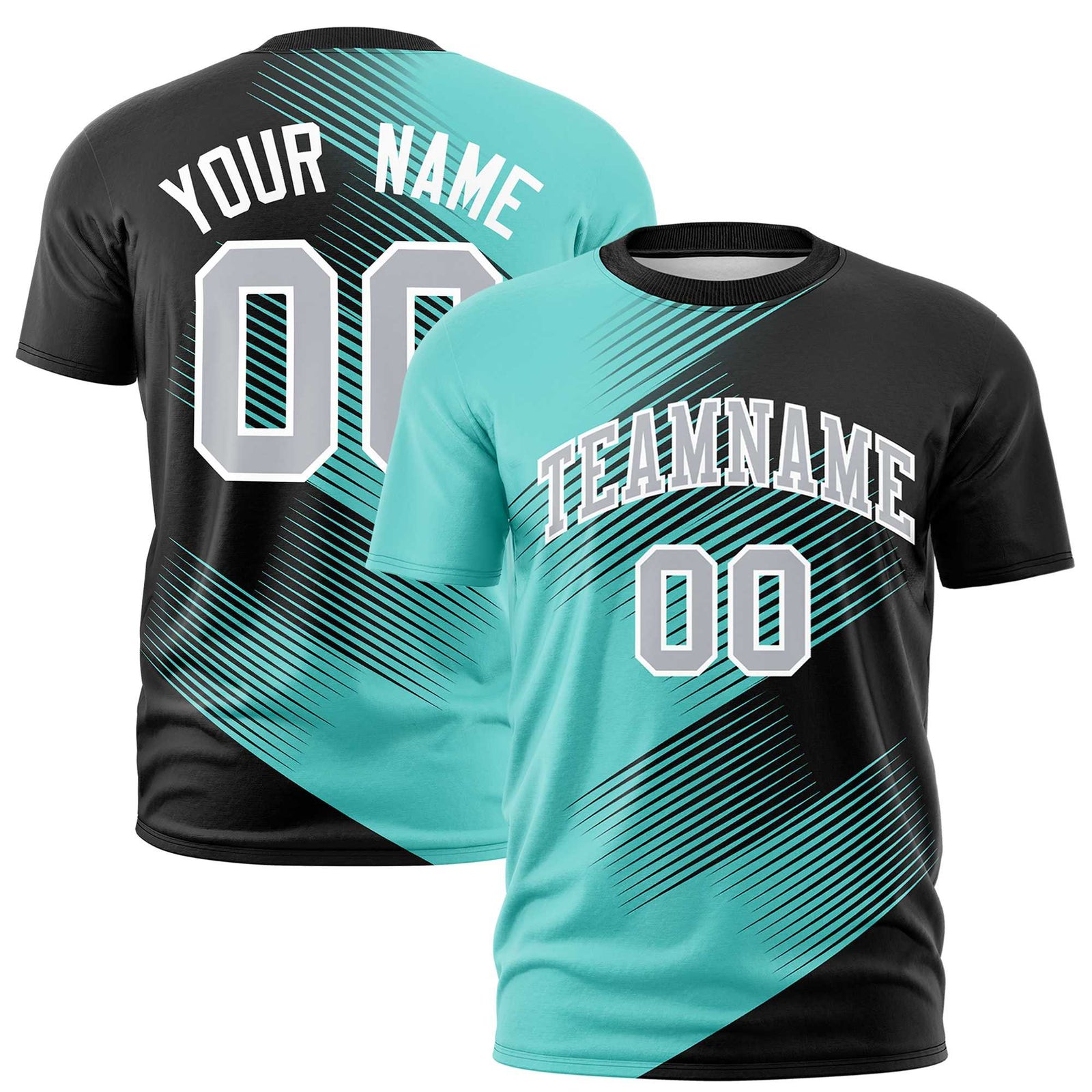 Custom Black Bright Green 3D Pattern Design Gradient Slope Shapes Performance T-Shirt