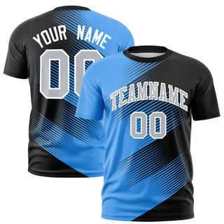 Camiseta deportiva personalizada con diseño 3D de degradado en azul polvo negro - Estilo 1